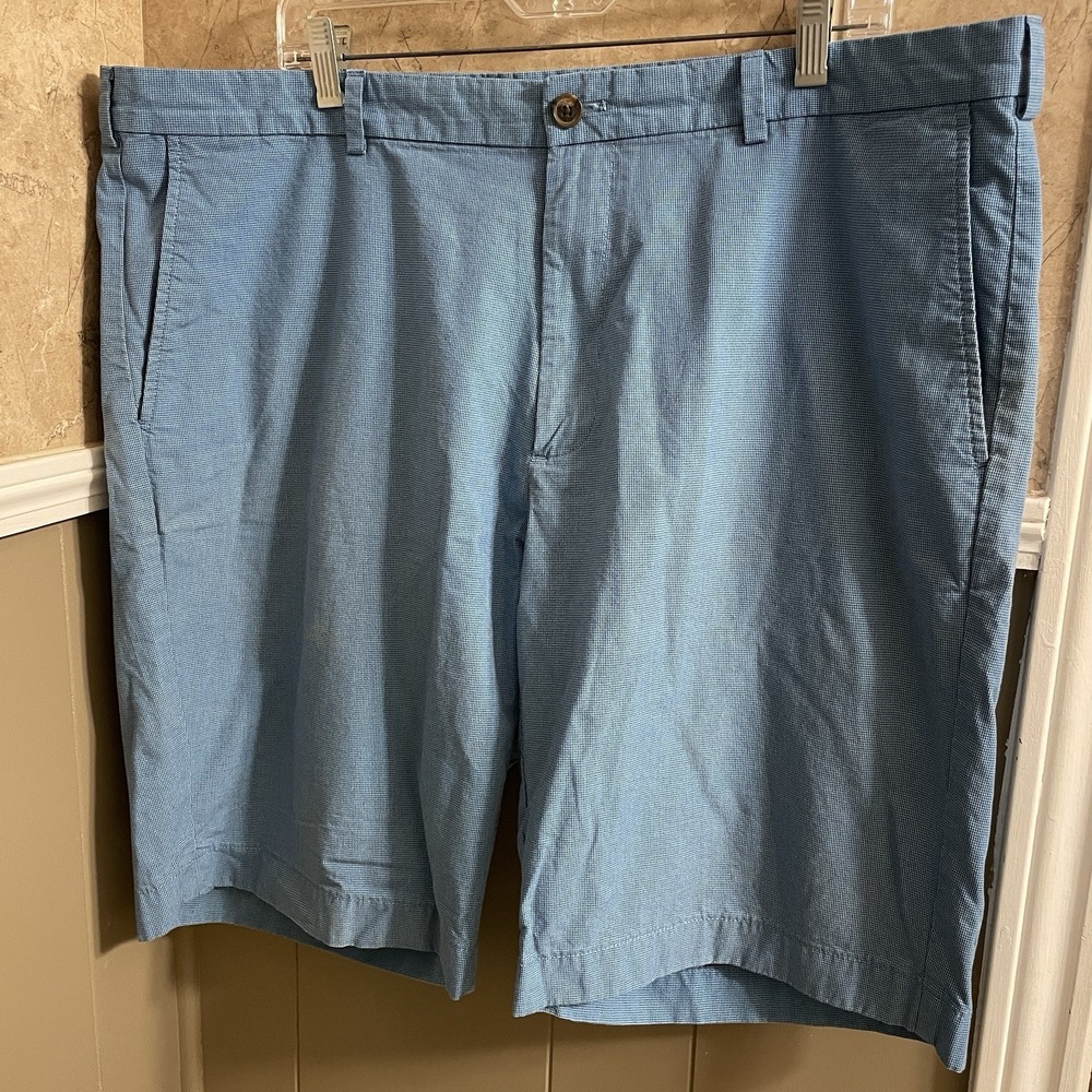 Brooks Brothers Country Club Shorts Mens 42 Blue Cotton Pleated Golf Check Chino